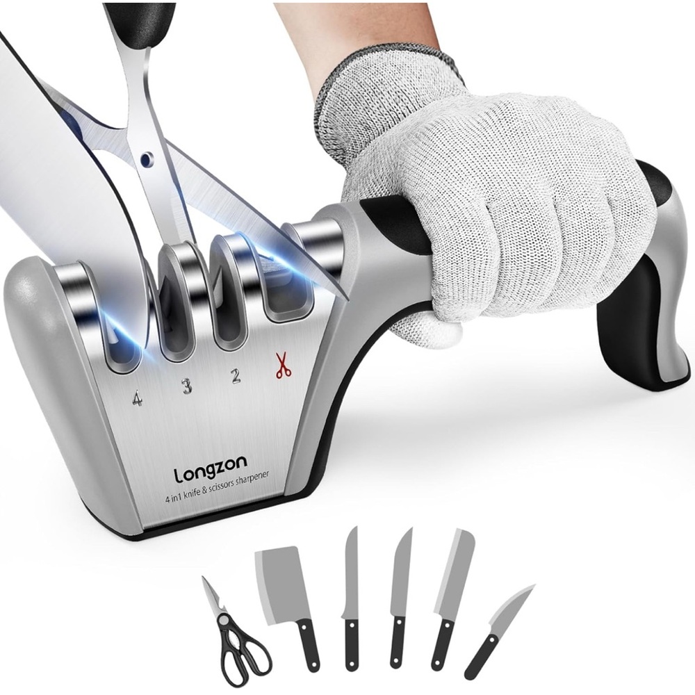 Longzon 4-in-1 Knife and Scissors Sharpener